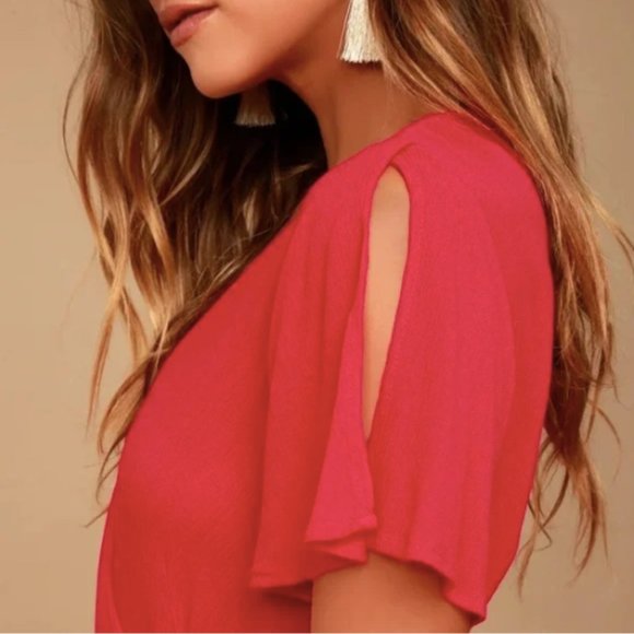 Lulu's Red Crepe Maxi Wrap Dress - Picture 2 of 2